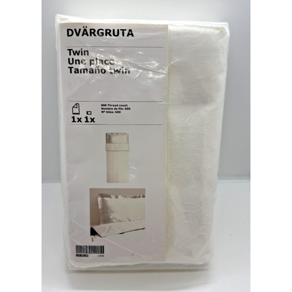Ikea DVARGRUTA Twin Duvet Cover + 1 Pillowcases Bed Set Jacquard White  NEW